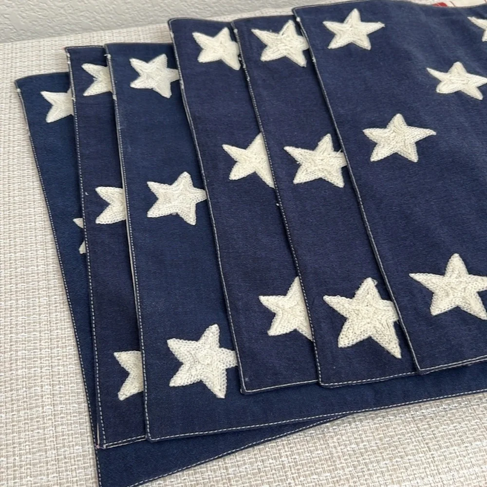 🇺🇸Pottery Barn🇺🇸 American Flag Cotton Placemats-Set of 6 - Picture 8 of 10